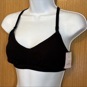 Auden Small Nursing Bralette Black Unlined Racerback Wireless Pullover NWT